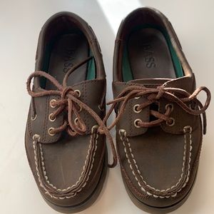 Very Gently Used Boys Bass Loafers, Size 1M, Brown